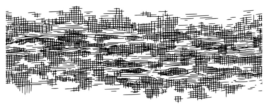 Horizontal banner of layered cross-hatch shading in hand drawn sketch style