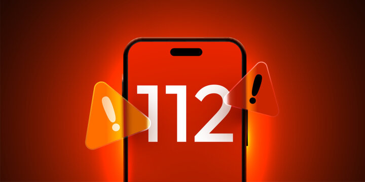 Urgent emergency call 112 concept on a smartphone screen.