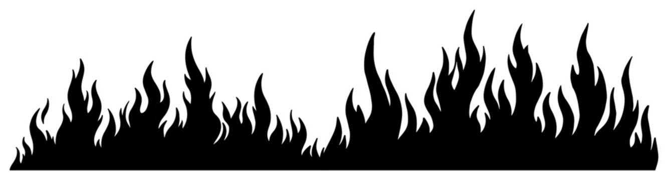 Fire flames silhouette banner for bottom border in minimalist graphic style