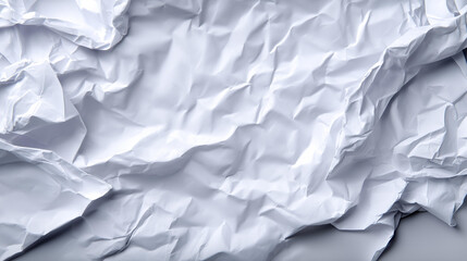 Obraz premium Close-up of crumpled white paper background with soft shadow folds and textured surface detail. White paper texture, crumpled background, paper surface, minimal texture,, with