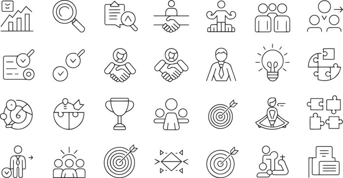 Collection of flat design vector icons representing various activities and concepts isolated on transparent background