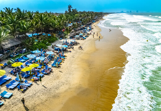 Aerial view of An Bang Beach near Hoi An, Vietnam