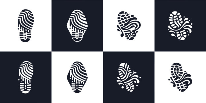 Patterned Shoe Footprint Sole Vector Icon Set