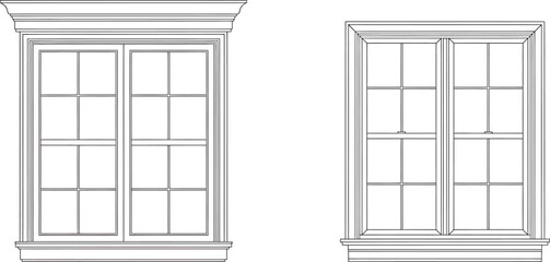 Gray Window Frames with Multiple Panes © Azan