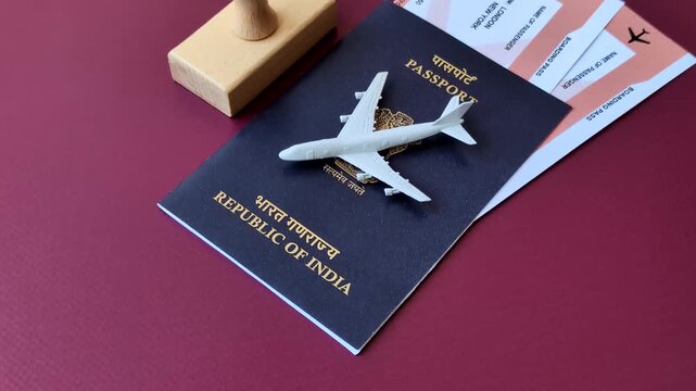 Indian passport, a document for travel, leisure, and work. Passport of India as a travel background for your design