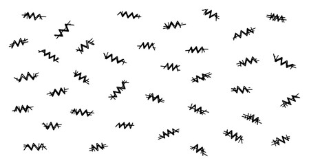 Obraz premium Scattered zigzag scribbles and abstract lightning doodles in hand drawn sketch style