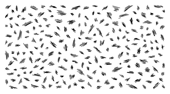 Short diagonal hatching strokes and dashed lines pattern in hand drawn sketch style