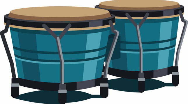 A creative depiction of traditional conga drums, highlighting their vibrant colors and unique design, representing the joyous rhythm and cultural significance in music.