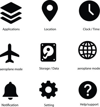 Black silhouette mobile setting icon set vector illustration.