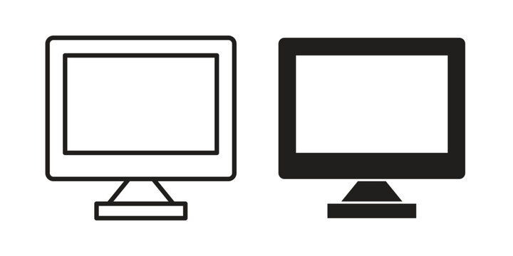 LCD Screen icon clipart symbol isolated on white background. Flat and stroke designs.