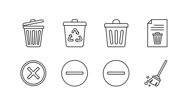 flat icon combo set for waste management and recycling symbols
