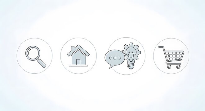 minimalist real estate and shopping icon combo set flat design