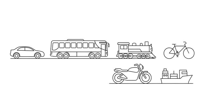 transportation icon combo set flat design vector illustration