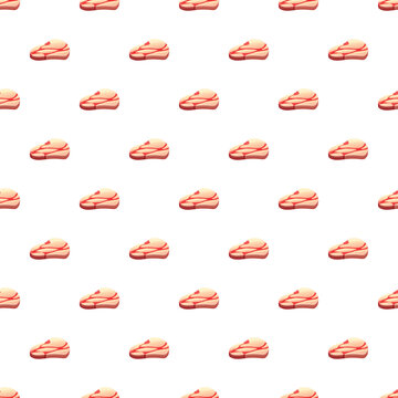 Cartoon meat steaks creating a seamless repeating pattern on a white background