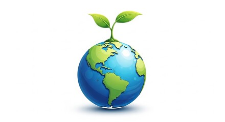 Obraz premium Illustration of planet earth with a small green plant growing on top