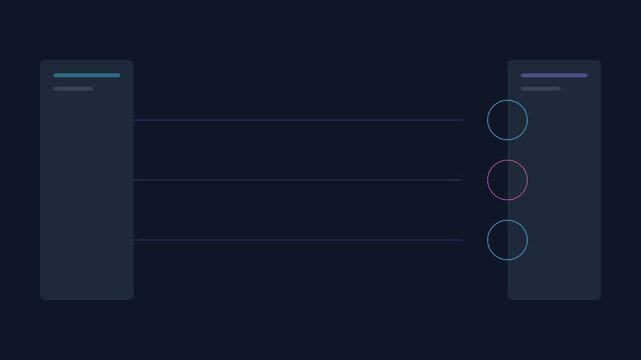 Animated SVG Abstract Kinetic UI Explainer of Streaming Event Bus and Data Pipeline Process on Dark Background