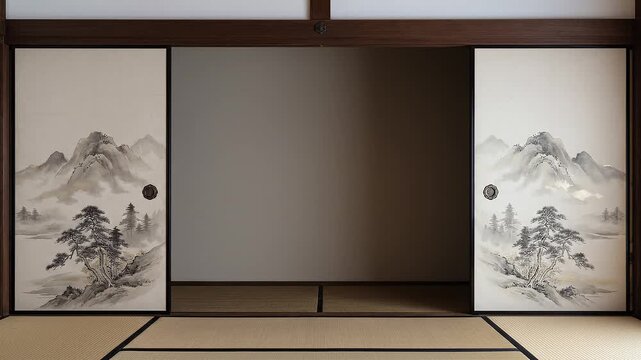 襖が開いて閉じる動画