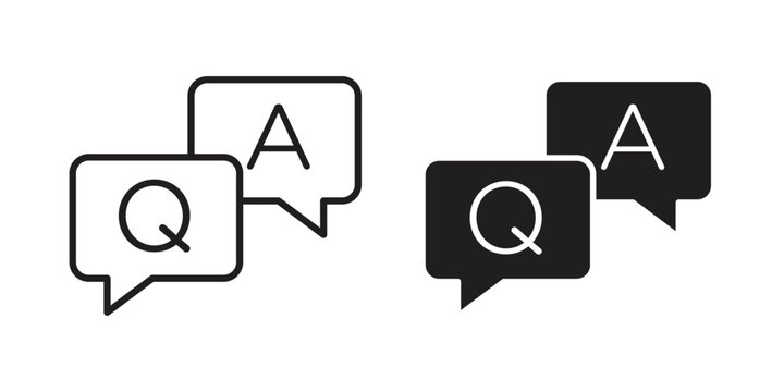 FAQ icon silhouette. Editable stroke. Line vector illustration design