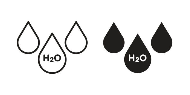 H2o icon silhouette. Editable stroke. Line vector illustration design