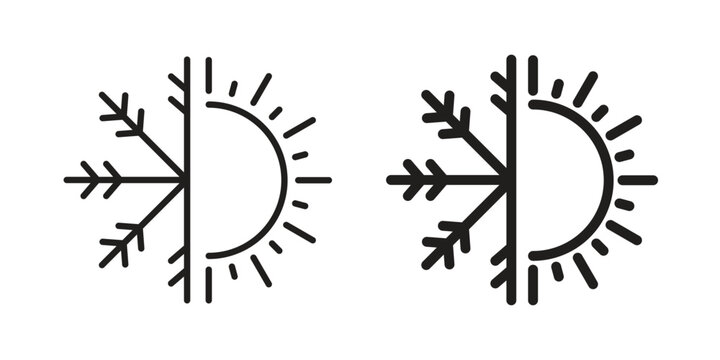 Hot and cold icon silhouette. Editable stroke. Line vector illustration design