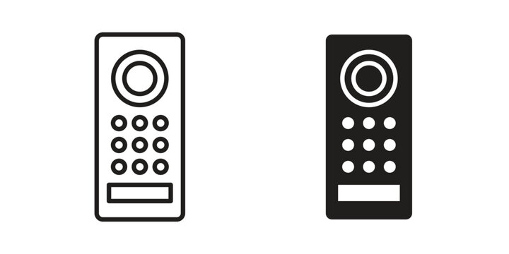 Intercom icon silhouette. Editable stroke. Line vector illustration design