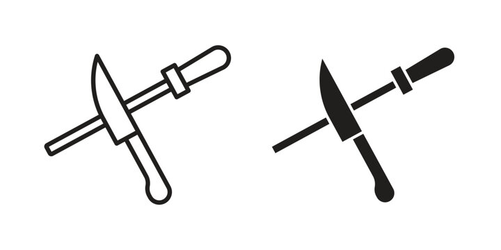 Knife sharpener icon silhouette. Editable stroke. Line vector illustration design