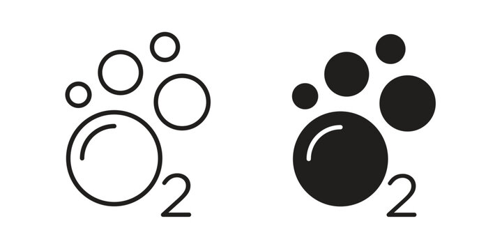Oxygen O2 icon silhouette. Editable stroke. Line vector illustration design