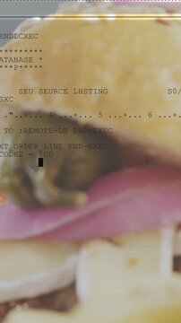 Vertical video: Overlay appearing, stacked slider shifting up while code scrolling creating glitch