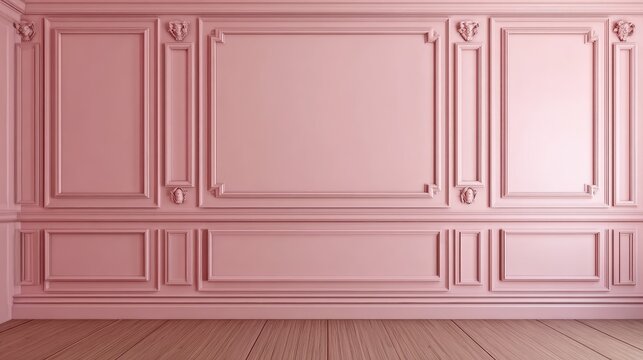 Modern interior with pink plaster walls and floor, empty space for adding furniture or decor, suitable for use in architectural renderings, renovation projects, or virtual staging.