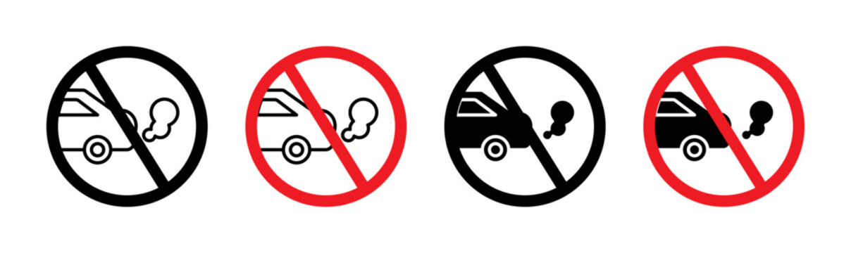 No exhaust gases sign set. vector illustration