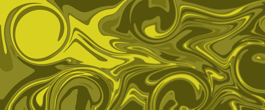 Abstract yellow and green liquid marble background with vibrant swirling fluid texture for modern graphic design