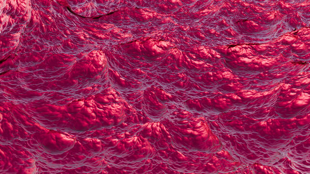 Red abstract organic flesh background showing cells 
