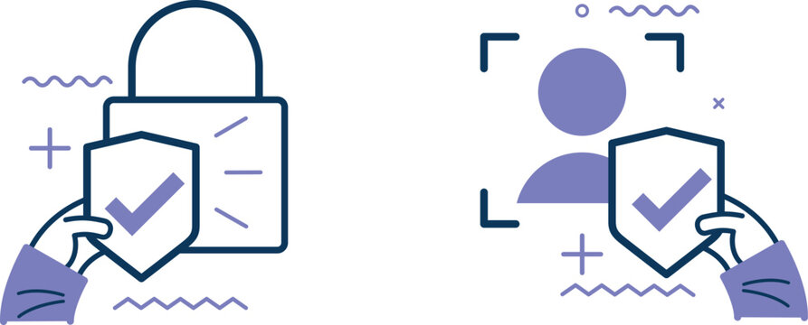 Authentication and authorization concepts illustrated with icons and symbols