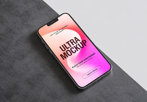 Modern Smartphone Mockup on Dark Grey Background