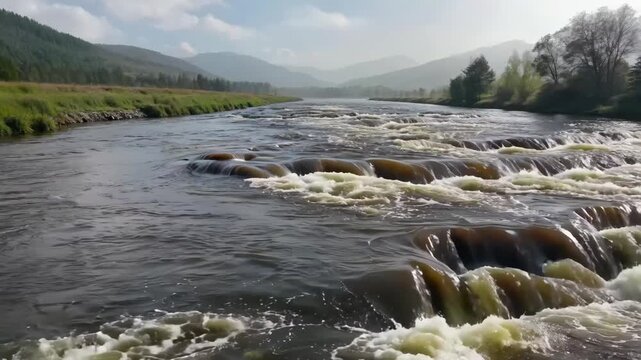 Mountain river rushing landscape