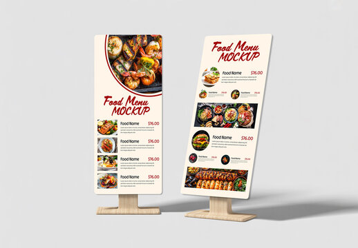 Restaurant Food Menu Table Tent Mockup