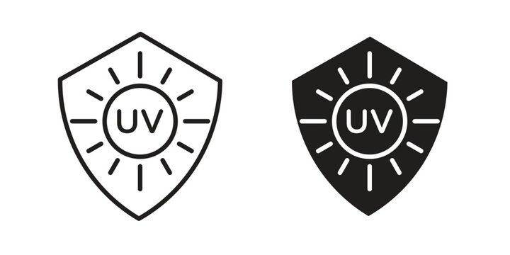 UV icon symbols, Solid black and editable stroke icons