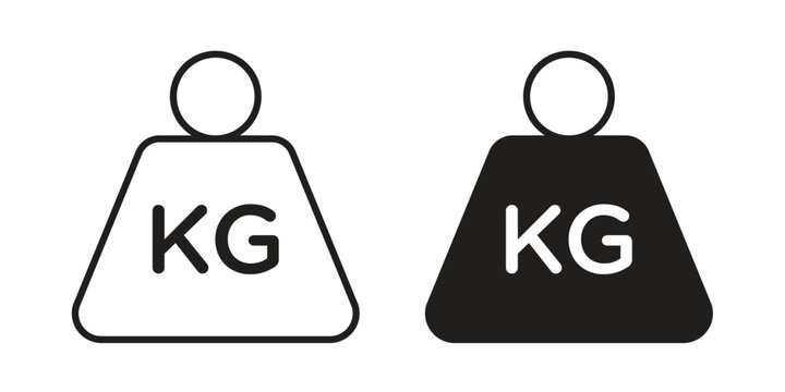 Weight icon symbols, Solid black and editable stroke icons