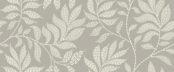 Abstract floral background with leaf seamless pattern with dotted flat style © andin