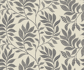 Fototapeta na wymiar Abstract floral background with leaf seamless pattern with dotted flat style