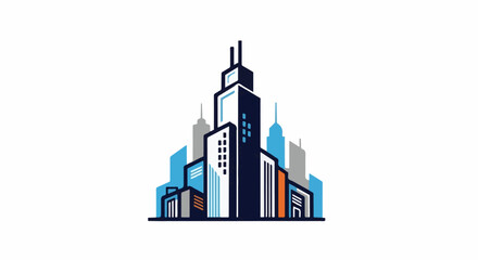 Fototapeta premium Stylized modern cityscape with varying heights and colors