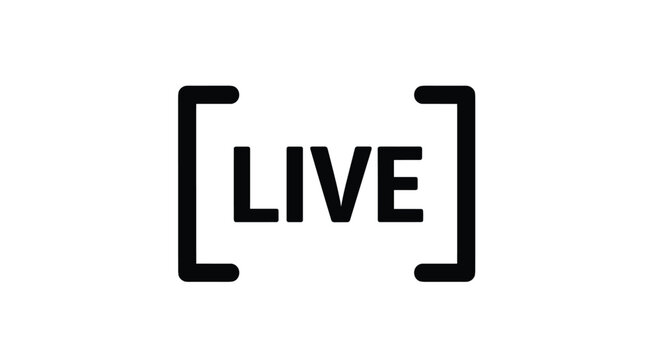 Live broadcast icon or streaming label featuring bold text inside square brackets isolated on a plain white background.