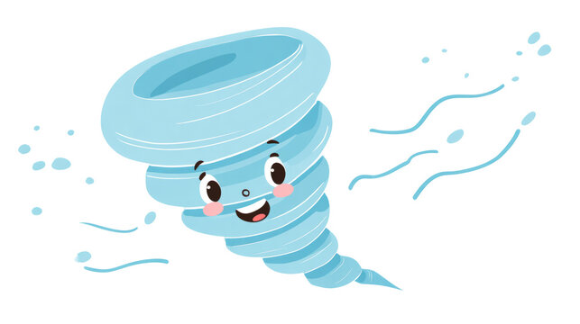 cartoon swirl with motion lines and cute facial expression