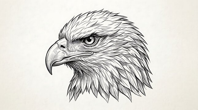 Detailed illustration of an eagle's head showcasing its sharp beak and feathers