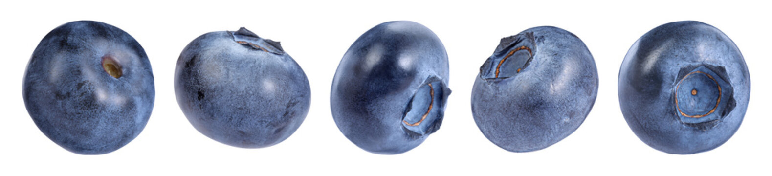 Fresh ripe blueberries isolated on white, set