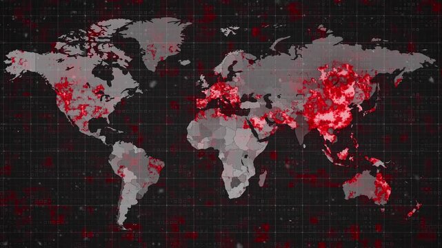 Animation of covid 19 data processing over world map