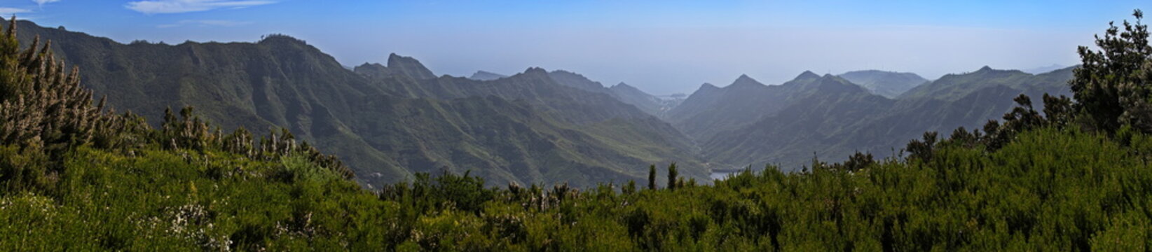 View from Mirador del Llano de los Loros in Anaga Mountains on Tenerife, Canary, Canary Islands, Spain, Europe
