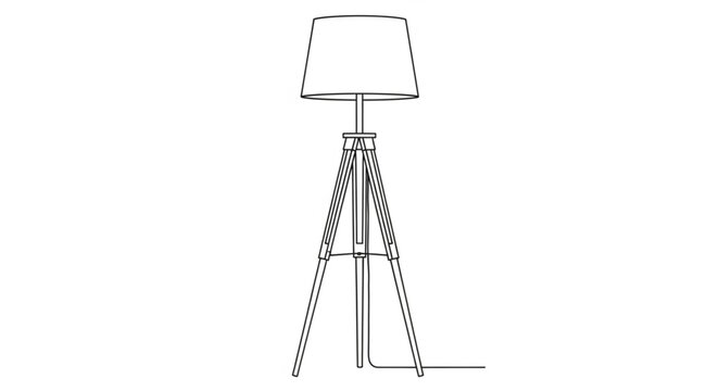 Tripod with white square lampshade.