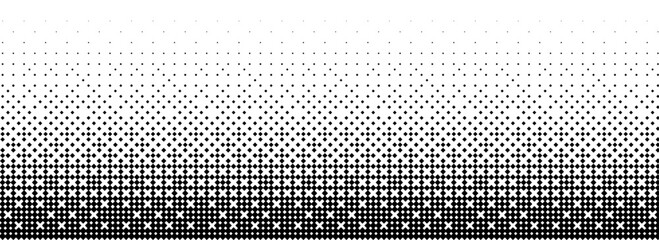 Check halftone texture background. Diamond dot faded gradation wallpaper. Black and white squared pixels. Abstract glitchy 8 bit video game backdrop. Vector comic bitmap dither screen tone overlay © devi