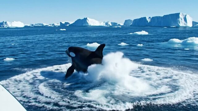 Majestic Orca Breaches Dramatically From Arctic Sea